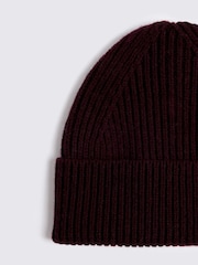 MOSS Red Cashmere Blend Ribbed Beanie - Image 2 of 2
