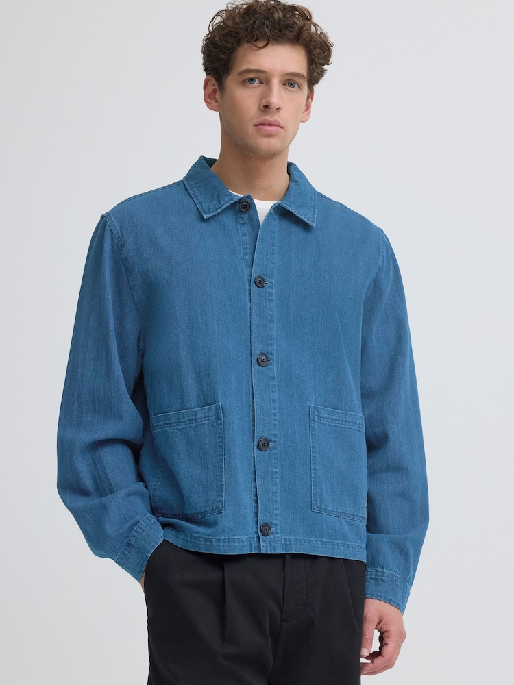 Casual Friday Blue Asplund Relaxed Fit Button Front Jacket - Image 1 of 5