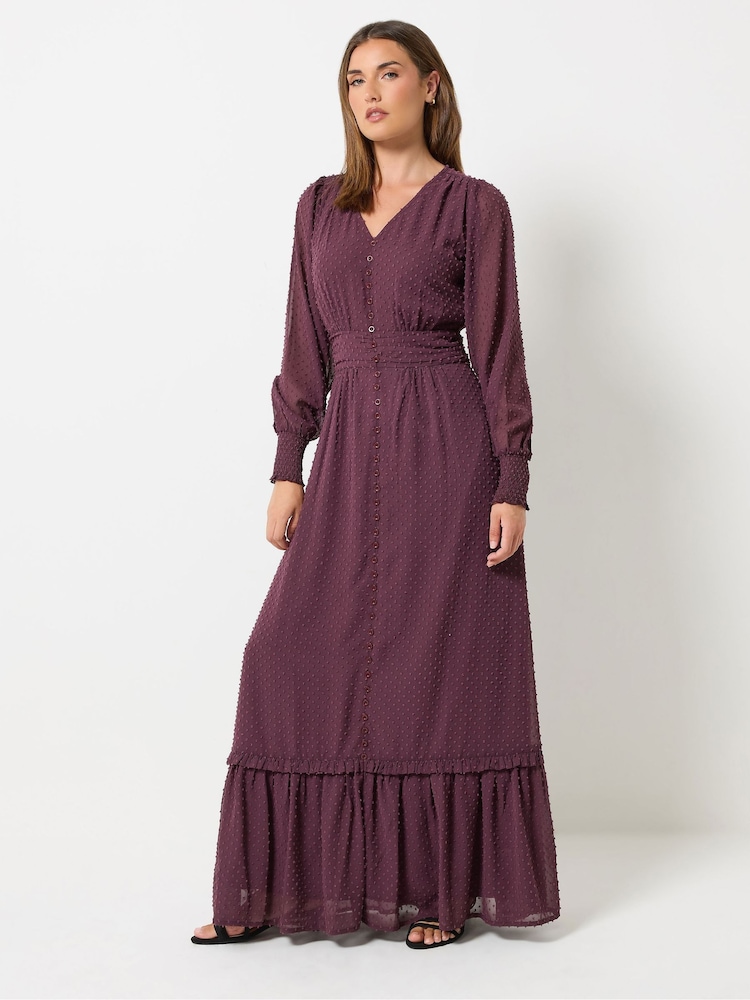 Long Tall Sally Purple Dobby Button Detail Maxi Dress - Image 2 of 6 Long Tall Sally Purple Dobby Button Detail Maxi Dress - Image 2 of 6