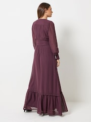 Long Tall Sally Purple Dobby Button Detail Maxi Dress - Image 3 of 6