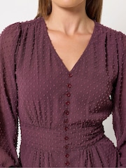 Long Tall Sally Purple Dobby Button Detail Maxi Dress - Image 4 of 6