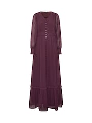 Long Tall Sally Purple Dobby Button Detail Maxi Dress - Image 5 of 6