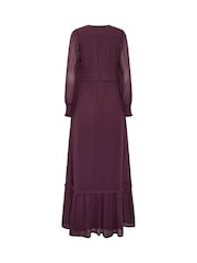 Long Tall Sally Purple Dobby Button Detail Maxi Dress - Image 6 of 6