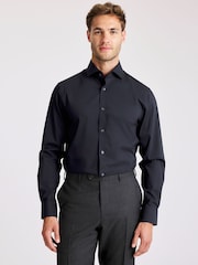 MOSS Blue Tailored Fit Stretch Shirt - Image 1 of 3
