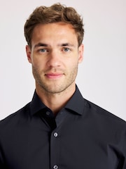 MOSS Blue Tailored Fit Stretch Shirt - Image 2 of 3