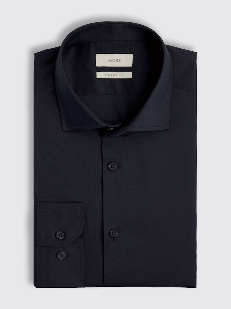 MOSS Blue Tailored Fit Stretch Shirt - Image 3 of 3