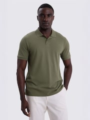 MOSS Olive Green Pique Polo Shirt - Image 1 of 4