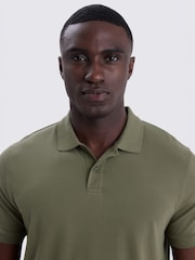 MOSS Olive Green Pique Polo Shirt - Image 3 of 4