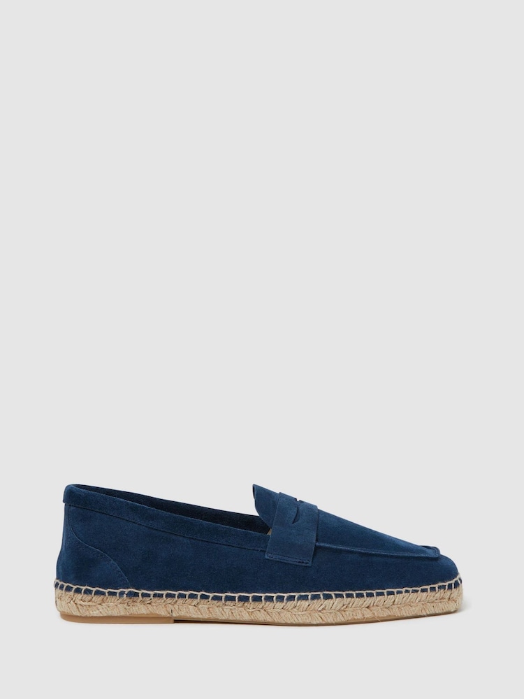 Reiss Navy Espadrille Suede Summer Shoes - Image 1 of 5 Reiss Navy Espadrille Suede Summer Shoes - Image 1 of 5