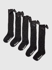 River Island Black Bow Knee High Socks 5 Pack - Image 1 of 2