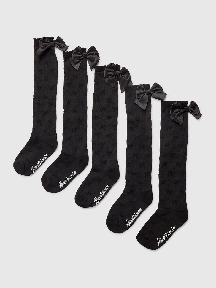 River Island Black Bow Knee High Socks 5 Pack