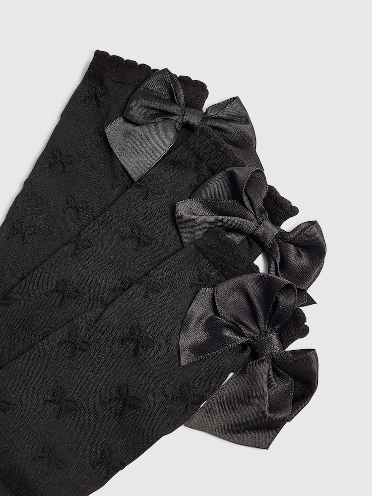 River Island Black Bow Knee High Socks 5 Pack - Image 2 of 2 River Island Black Bow Knee High Socks 5 Pack - Image 2 of 2