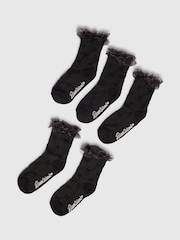 River Island Black Organza Ankle Socks 5 Pack - Image 1 of 3