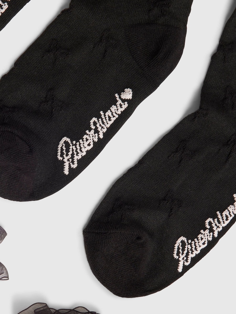 River Island Black Organza Ankle Socks 5 Pack - Image 2 of 3 River Island Black Organza Ankle Socks 5 Pack - Image 2 of 3