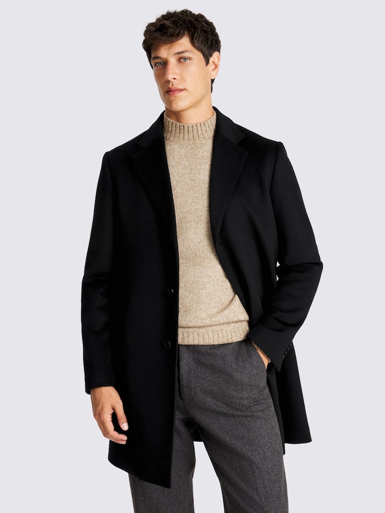 MOSS Black Wool Blend Overcoat - Image 1 of 5