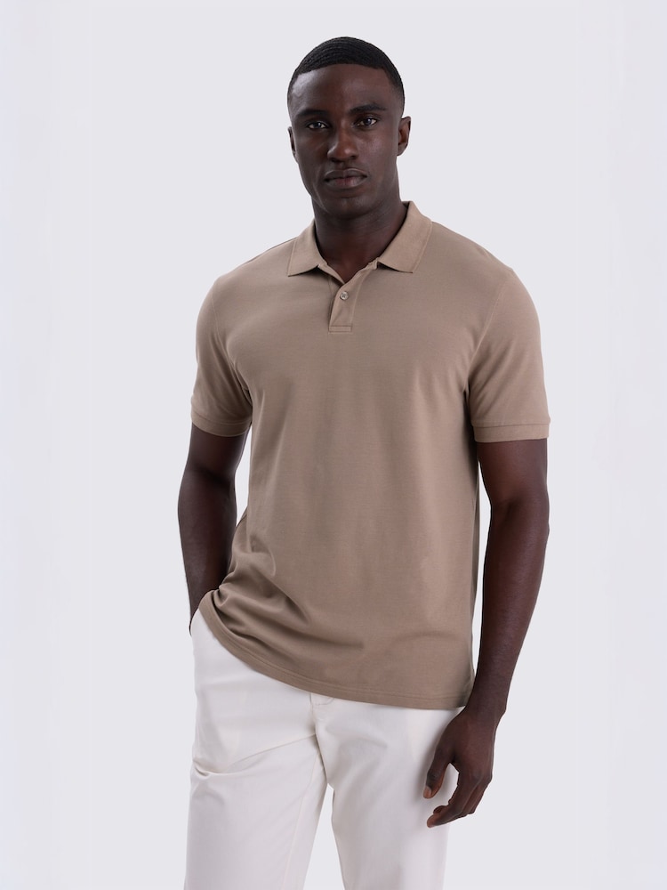 MOSS Brown Pique Polo Shirt - Image 1 of 3 MOSS Brown Pique Polo Shirt - Image 1 of 3