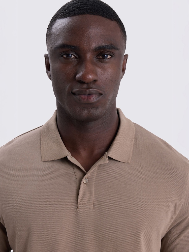 MOSS Brown Pique Polo Shirt - Image 2 of 3 MOSS Brown Pique Polo Shirt - Image 2 of 3