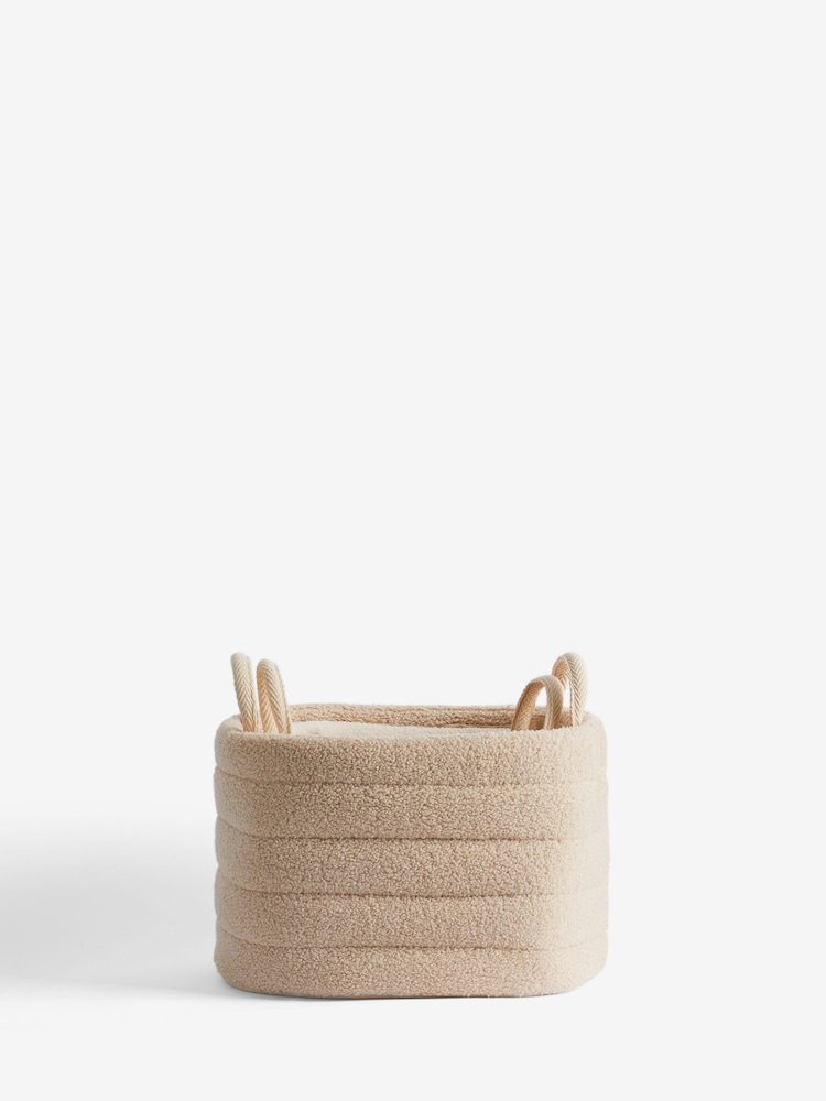 Set of 2 Natural and Cream Boucle Storage Baskets - Image 5 of 6