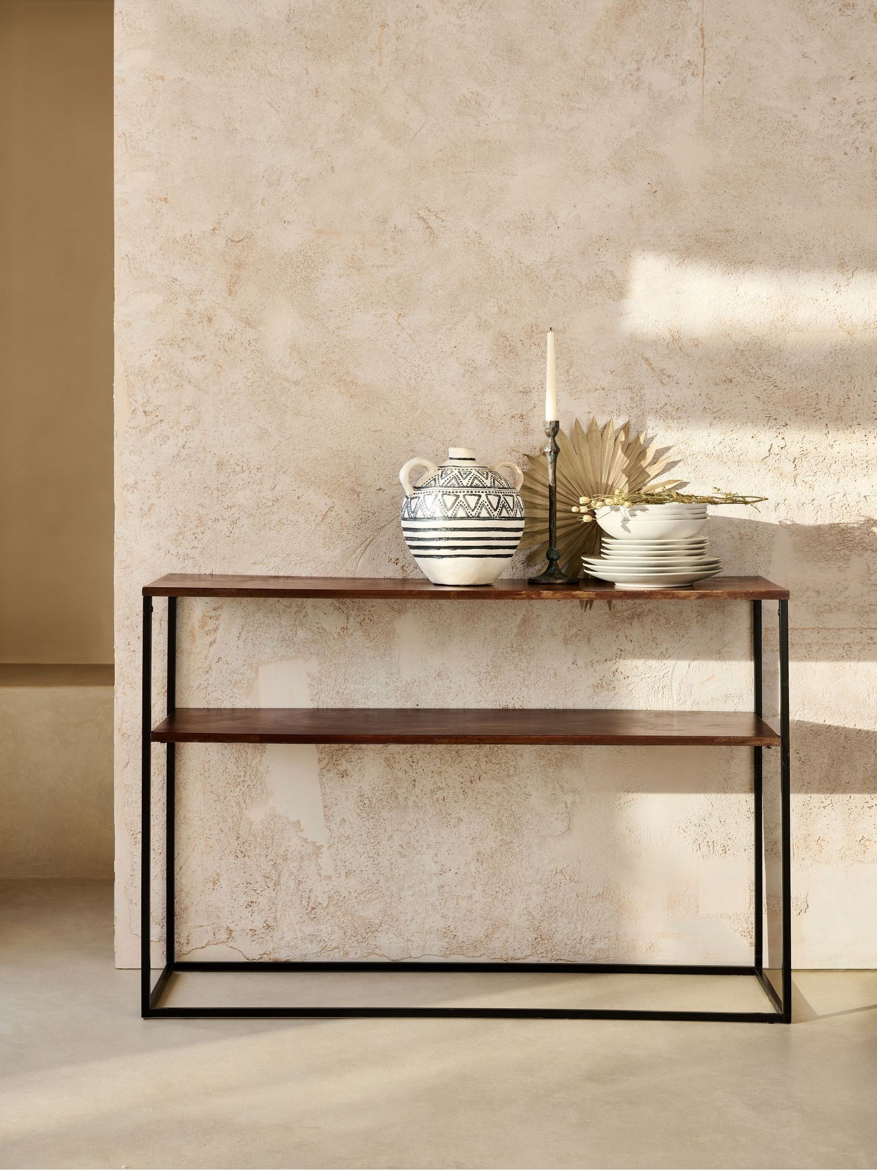 Buy French Connection Black Mango Wood Antique Finish Console Table ...