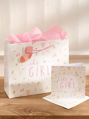 Pink Baby Icons Gift Bag and Card Set - Image 1 of 3