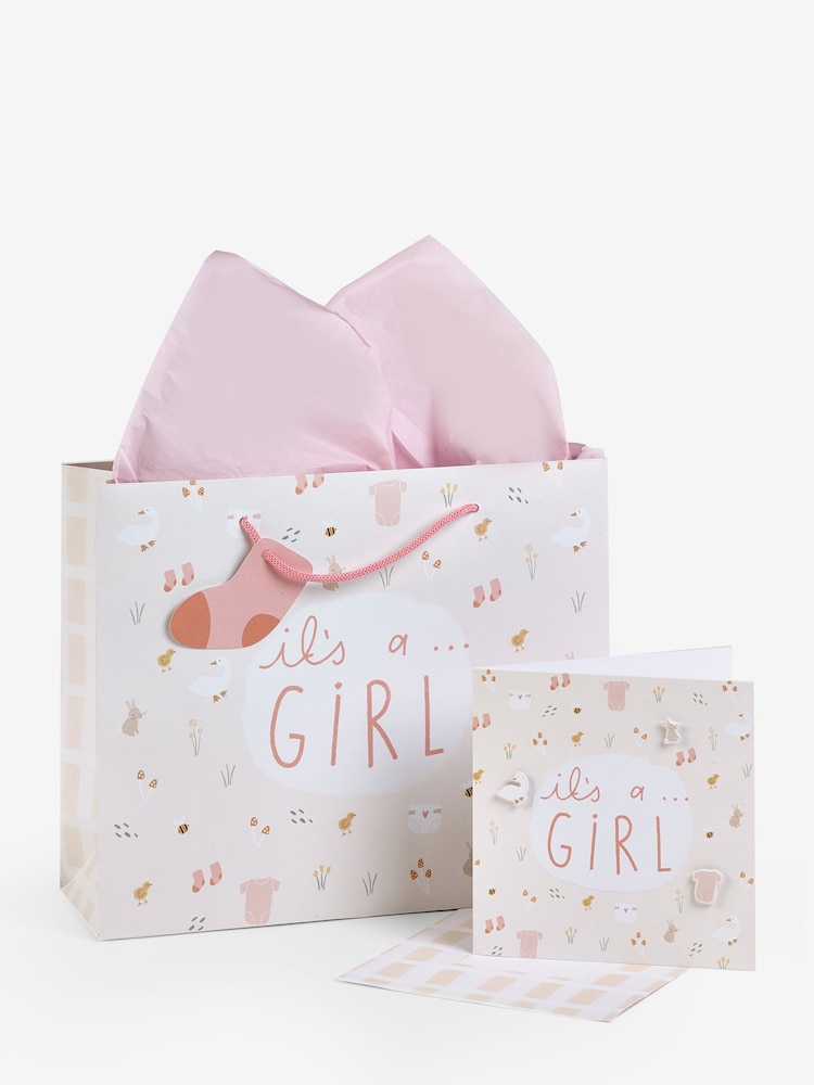 Pink Baby Icons Gift Bag and Card Set - Image 3 of 3