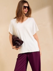 Friends Like These Ivory Lace Trim Short Sleeve Tunic - Image 3 of 5