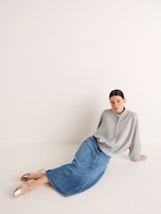 Grey Lightweight Soft Grey Slinky Zip Up Bomber Jacket - Image 2 of 6
