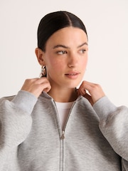 Grey Lightweight Soft Grey Slinky Zip Up Bomber Jacket - Image 3 of 6