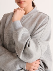Grey Lightweight Soft Grey Slinky Zip Up Bomber Jacket - Image 4 of 6