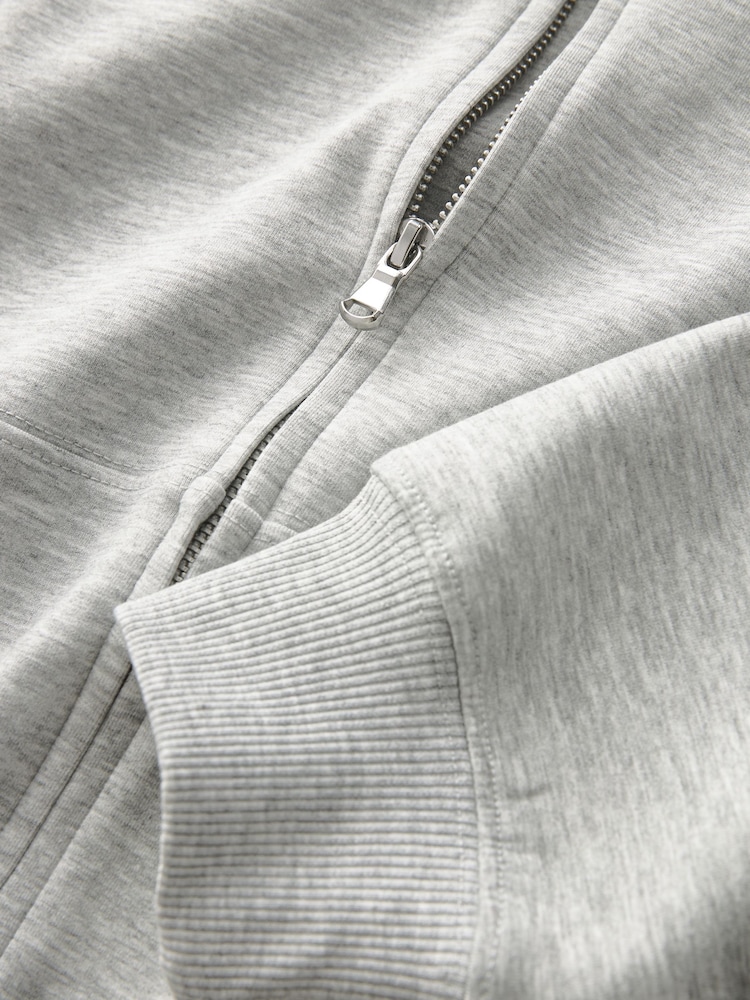 Grey Lightweight Soft Grey Slinky Zip Up Bomber Jacket - Image 6 of 6