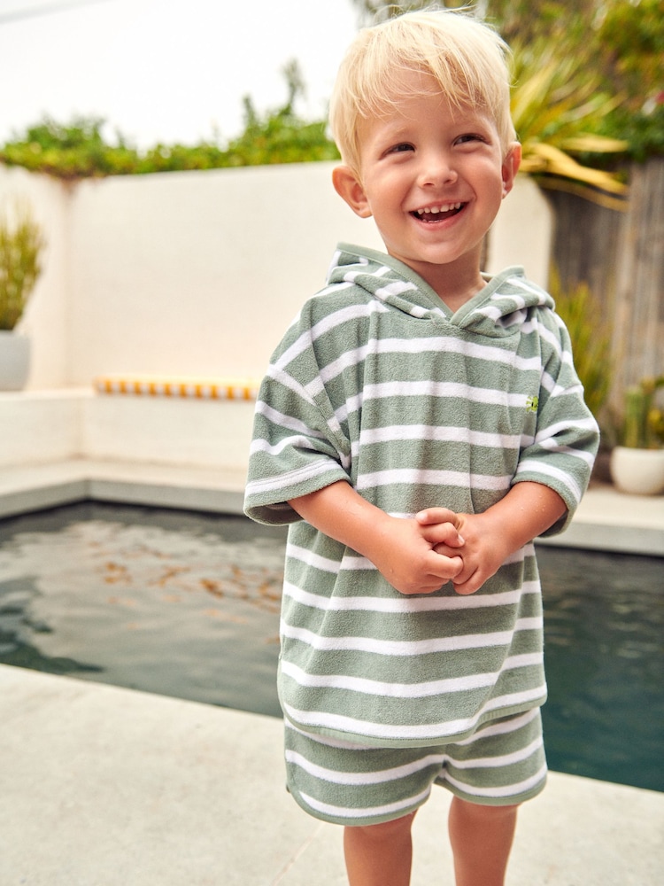 Green/White Hoodie and Short Towelling Set (3mths-7yrs) - Image 1 of 1