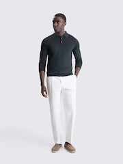 MOSS Blue Merino Wool Blend Long-Sleeve Polo Shirt - Image 2 of 4