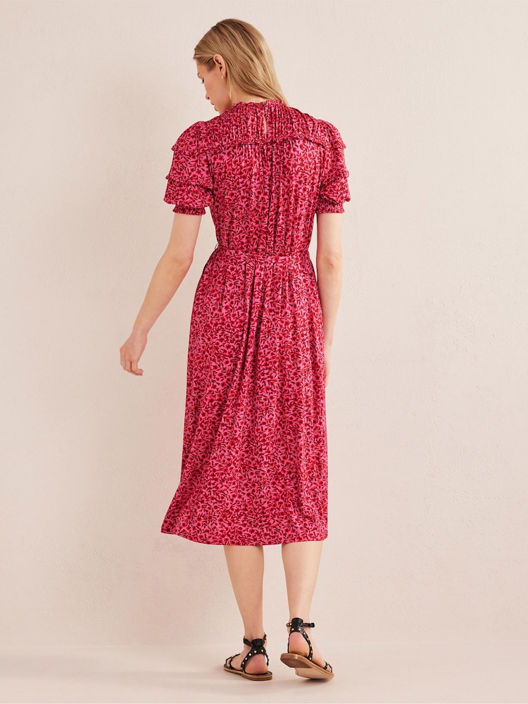 Boden Pink Yoke Detail Jersey Midi Dress - Image 2 of 9