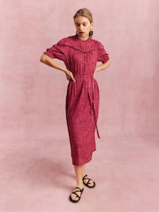 Boden Pink Yoke Detail Jersey Midi Dress - Image 7 of 9