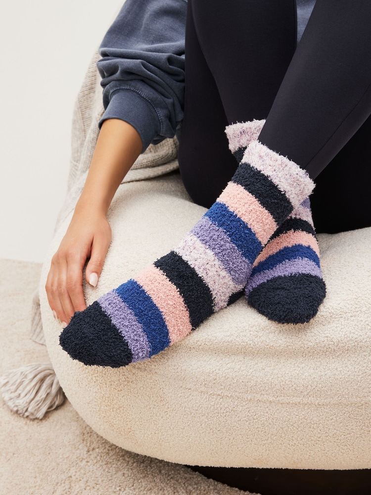 Navy Blue/Purple Star Cosy Socks 4 Pack - Image 1 of 7