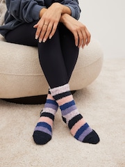 Navy Blue/Purple Star Cosy Socks 4 Pack - Image 2 of 7