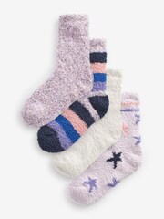 Navy Blue/Purple Star Cosy Socks 4 Pack - Image 3 of 7
