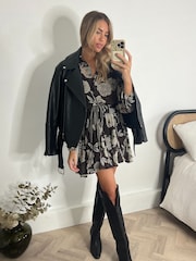 Style Cheat Dark Chocolate Myla Mini Rope Tie Shirt Dress - Image 3 of 4