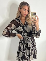 Style Cheat Dark Chocolate Myla Mini Rope Tie Shirt Dress - Image 4 of 4