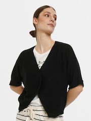 Cream Sillar Short Sleeve Open Bolero 100% Cotton Cardigan - Image 1 of 5