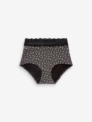 Black/Pink Heart Print Full Brief Lace Knickers 4 Pack - Image 4 of 8