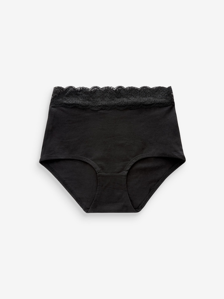 Black/Pink Heart Print Full Brief Lace Knickers 4 Pack - Image 4 of 7