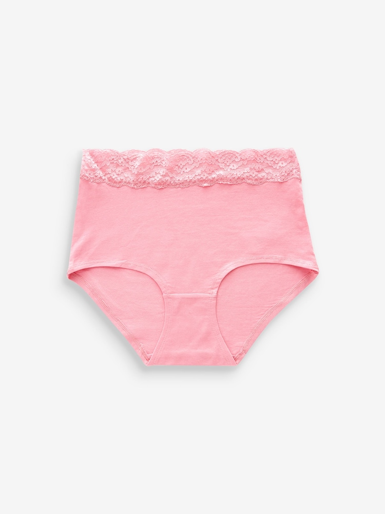 Black/Pink Heart Print Full Brief Lace Knickers 4 Pack - Image 5 of 7