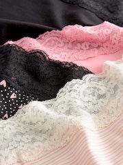 Black/Pink Heart Print Full Brief Lace Knickers 4 Pack - Image 8 of 8