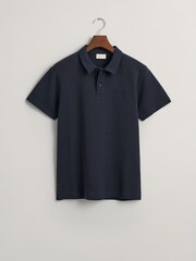 GANT Evening Blue Waffle Texture Pique Polo Shirt - Image 5 of 5