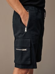 Black Smart Zip Pocket Cargo Shorts - Image 1 of 11