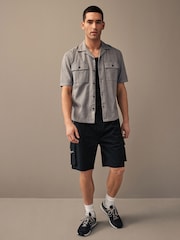 Black Smart Zip Pocket Cargo Shorts - Image 3 of 11