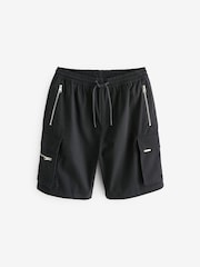 Black Smart Zip Pocket Cargo Shorts - Image 7 of 11