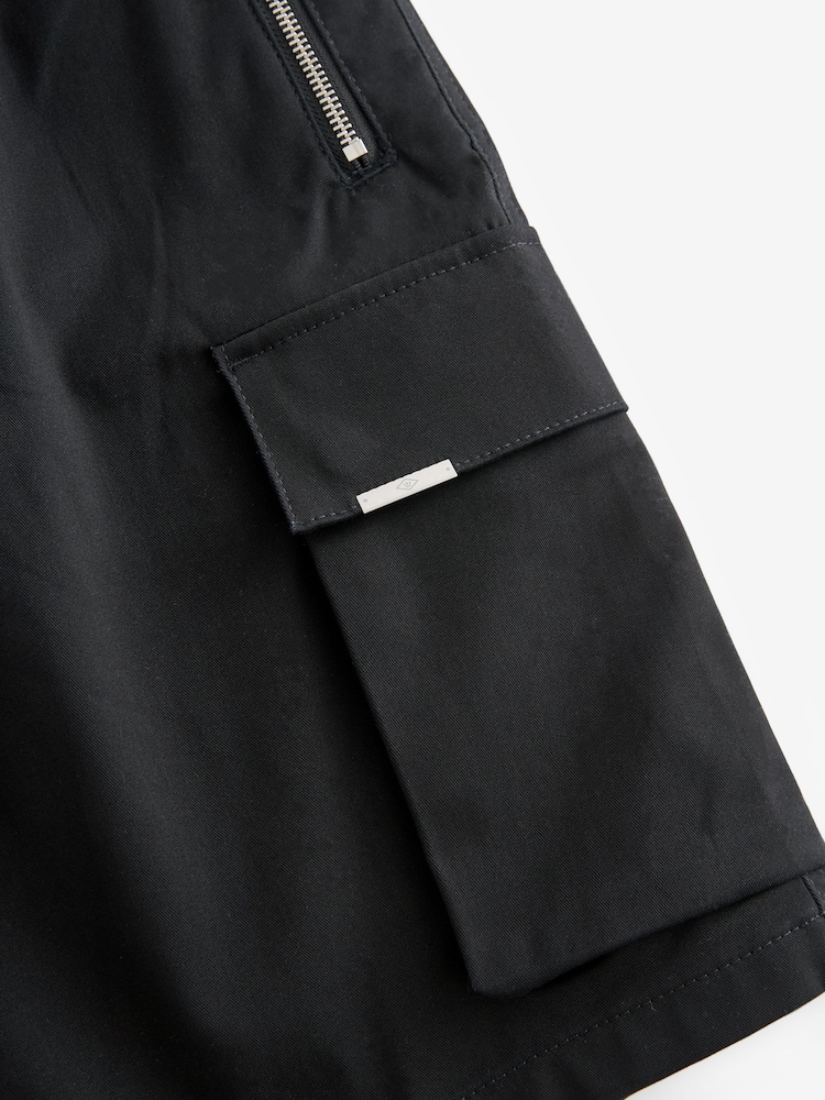 Black Smart Zip Pocket Cargo Shorts - Image 8 of 11