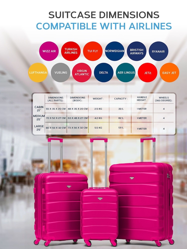 Set Of 2 Large Check-In & Small Carry-On Hardcase Travel Suitcase - Image 2 of 7